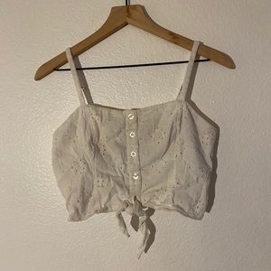 white lace front tie cami